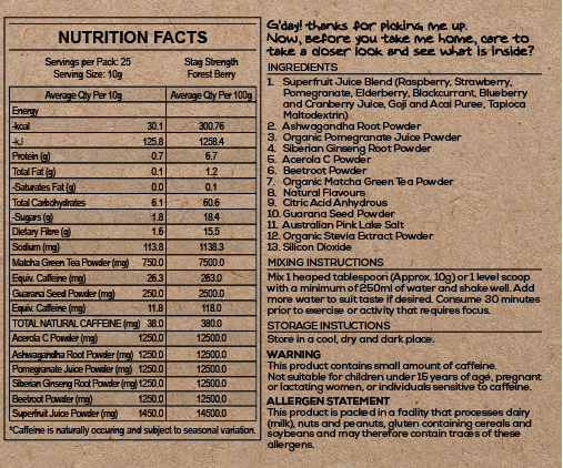 Stag Strength Pre-Workout - 250g (25 Serves)